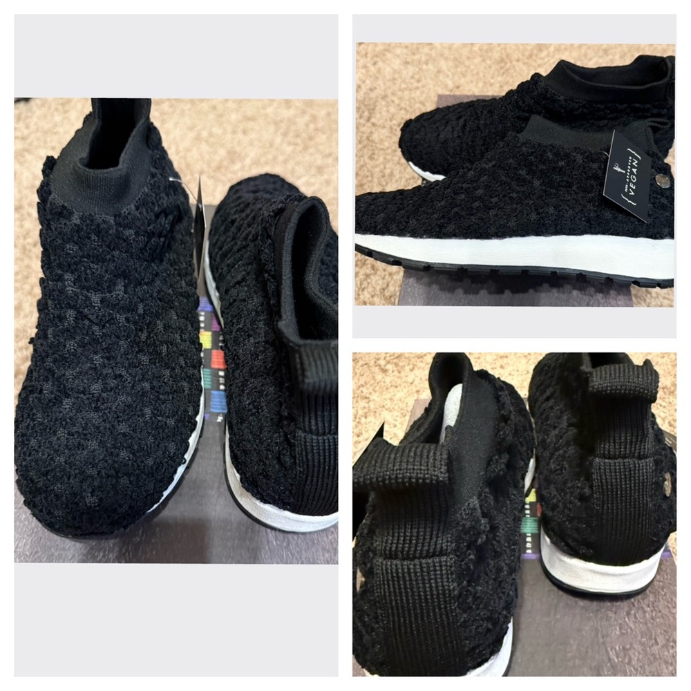 Bernie Mev. Black Sherpa Slip-On Sneakers – Size 36 – NWT